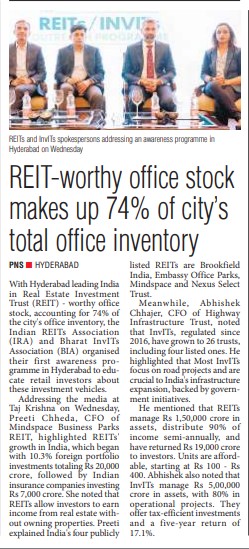 REIT-worthy office stock makes up 74% of city’s total office inventory